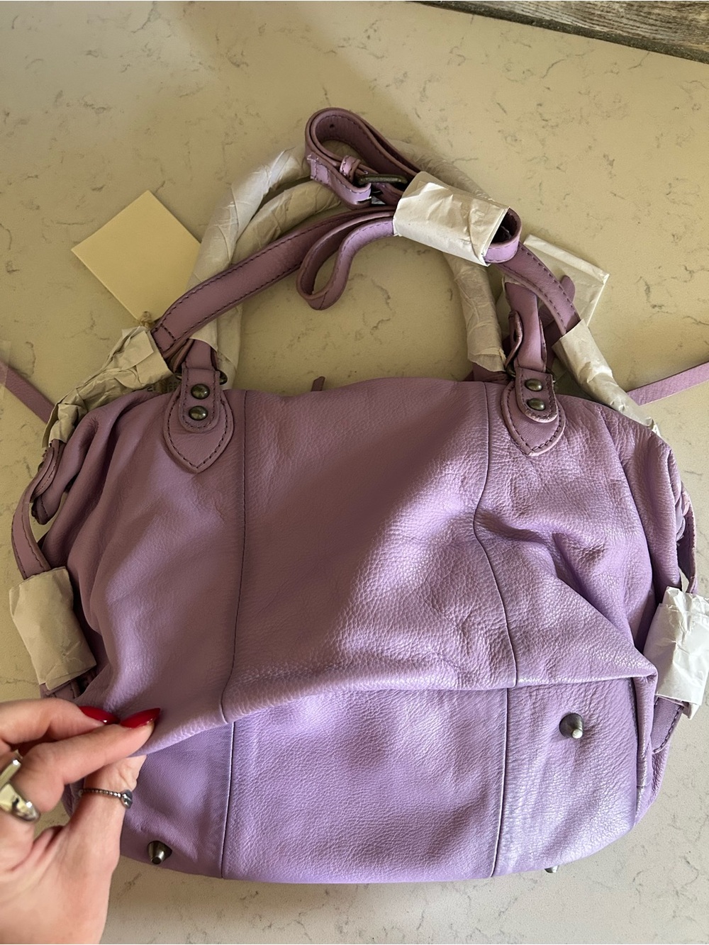 NWT We The Free Baby Emerson Tote in Lilac-All Bag Charms & Scarves Included - Picture 5 of 16
